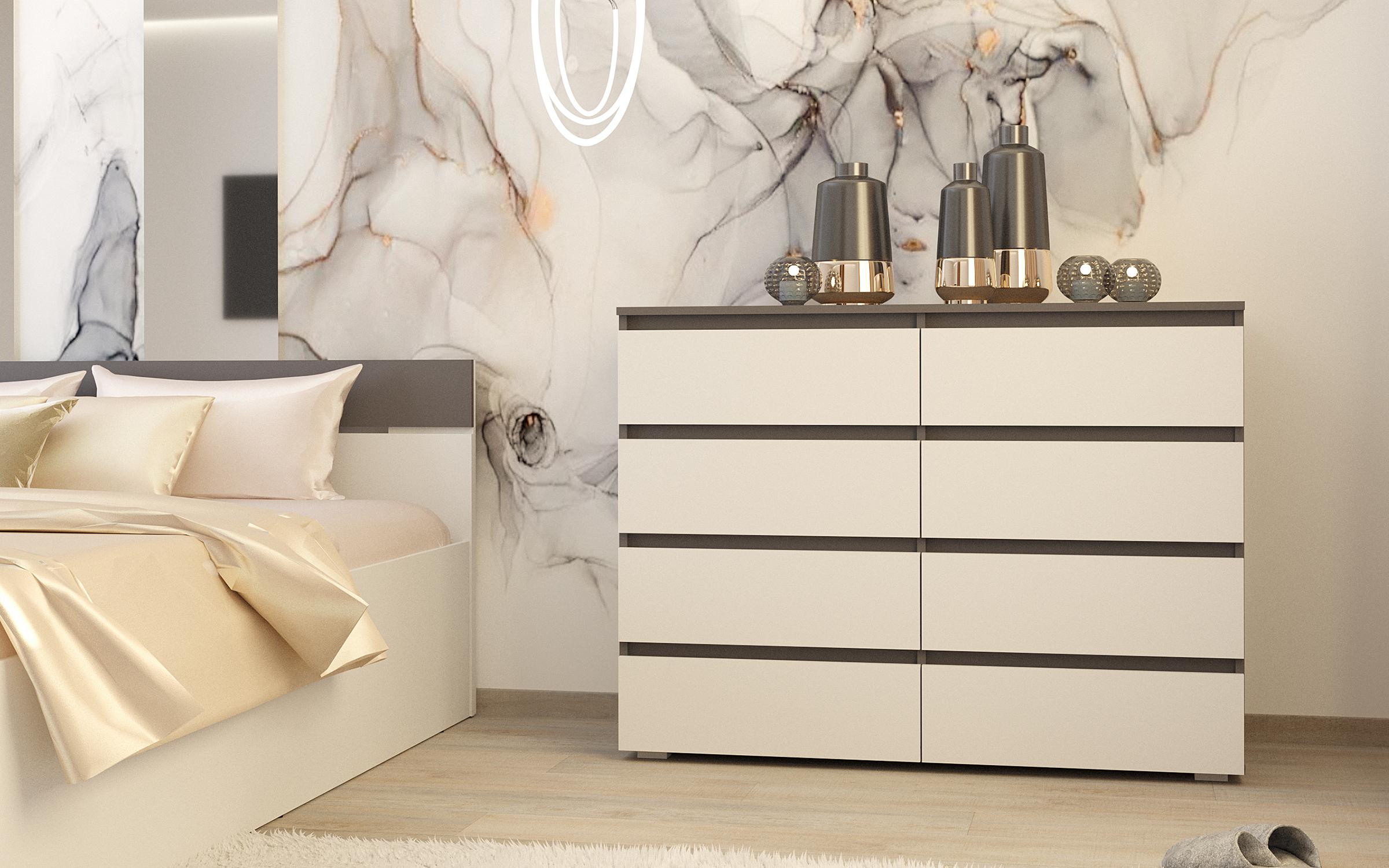 Comoda Alec D, gri grafit+alb  1